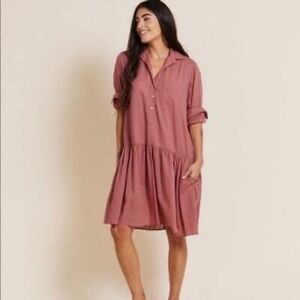 GRAYSON the Changemaker in rosewood oversized shirt dress